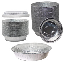 Wegwerp aluminium bakjes van 23 cm met deksels (150 stuks)