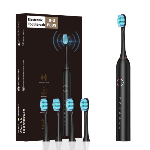 Escova de dentes elétrica Yonrjhukm com 4 cabeças de escova e 6 modos.
