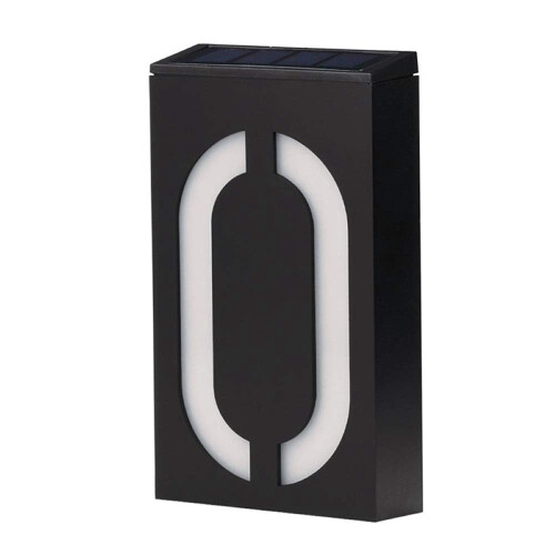Plaque solaire pour numéro de maison, noire, 17,8 x 9,8 cm