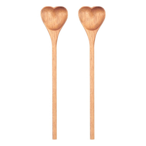 Set mit herzförmigen Teelöffeln aus Holz, 2er-Set