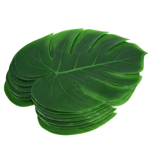 Ensemble de 12 sets de table à motif de feuilles de Monstera