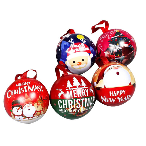 Lot de 5 boîtes en fer pour boules de Noël