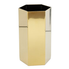 Vase cylindrique en métal doré et acier inoxydable (1 pièce)