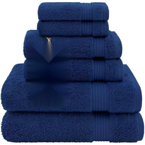 Juego de toallas de algodón turco de 6 piezas, 600 g/m²