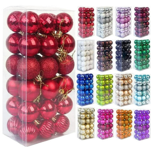 36-Piece Red Christmas Tree Baubles 6 cm