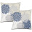 Conjunto de 2 capas de almofada Dahlia em azul marinho, branco e cinza, 45x45cm (18x18 polegadas). 1