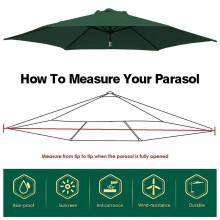 Toile de rechange pour parasol de jardin, diamètre 265 cm