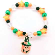 Halloween ghost pumpkin bracelet set black beaded
