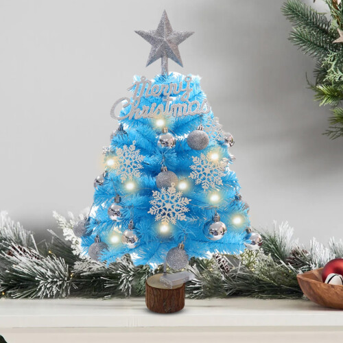 Kabnic blue tabletop Christmas tree with LED lights 17.7