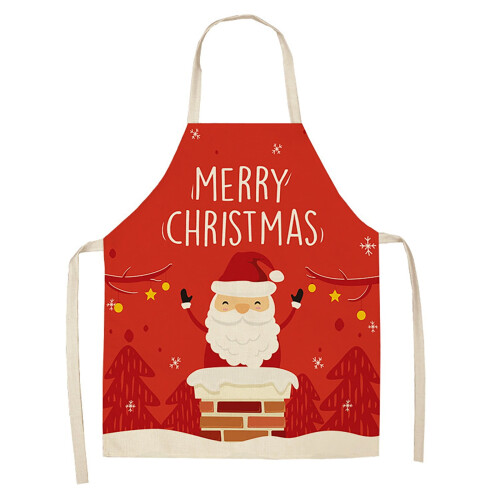 Christmas apron black red plaid adjustable snowflake design