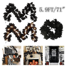 Black Fall Garland with Lights 71 inches