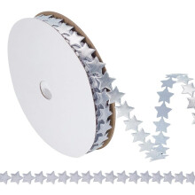 Silver Polyester Halloween Star Ribbon 1/2 inch 20 Yards