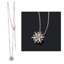 Collar con medallón personalizado con fotos, cadena con colgante de perlas estilo tenis para mujeres y niñas, collar para clavícula con copo de