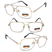 1 paire de lunettes de lecture aviateur à monture métallique sans ligne, verres progressifs trifocaux clairs, charnière à ressort - Mieux que les