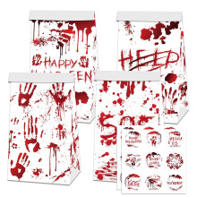 YiFudd Neue Halloween-Süßigkeiten-Papiertüten mit gruseligen Fingerabdruck-Verschlussaufklebern, Dekorationsartikel, 12 Stück