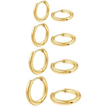 Guldpläterade Huggie Hoop-örhängen för kvinnor | Hypoallergena smycken i storlekar 6 mm/8 mm/10 mm/12 mm