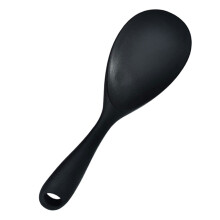 Reislöffel: Küchenlöffel aus Silikat, Reislöffel, Kartoffelstampfer, Suppenlöffel, Servierlöffel für Zuhause und Restaurant, Schwarz
