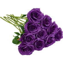 Rós Saorga Pluma 10 bpíosa Bouquet Bláthanna Oscailte Gais Rós Bréige le haghaidh Socrú Bainise, Bouquet Bainise, Lárphíosa, Bláthanna