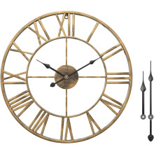 Gold Roman numeral wall clock 20 inch silent metal