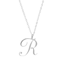 Women's silver clavicle necklace with initial pendant