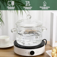 Glass Saucepan with Lid and Handle 1400 mL