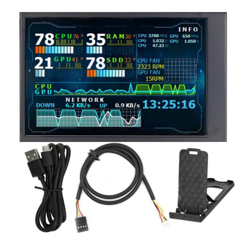 Οθόνη LCD IPS 3,5 ιντσών, μίνι χωρητική οθόνη για οθόνη υπολογιστή AIDA64USB, οθόνη LCD USB,