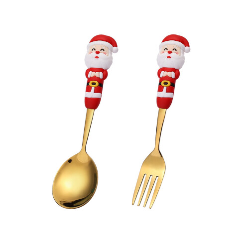 Christmas spoon fork set dessert cutlery 2 pieces