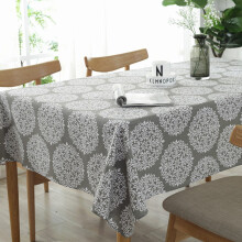 Graue Retro-Tischdecke, rechteckige Tischdecke aus Baumwoll-Leinen-Mischgewebe, geeignet für die Dekoration von Küche und Haushalt (120 x 160 cm)