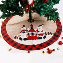 Tarmeek kerstboomrok met kerstman- en sneeuwpopmotief, kerstboomrand, matje voor kerstfeestjes en binnen- en buitendecoratie.