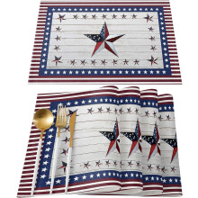 Set de 8 sets de table patriotiques américains, polyester-coton-lin,