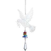 Carillon éolien en métal orné d'animaux en cristal