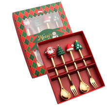 Ensemble de cuillères de Noël en acier inoxydable avec pendentifs festifs