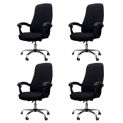 Lot de 4 housses élastiques noires pour chaises de bureau