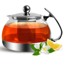 Théière en verre avec filtre amovible en acier inoxydable 1200 ml