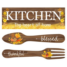 Ensemble de 3 décorations murales rustiques en bois pour la cuisine