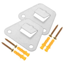 Supporto per ventilatore a parete regolabile con clip di fissaggio, resistente, colore argento.