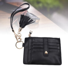 Kleine Armband-Geldbörse für Damen aus PU-Leder in Schwarz
