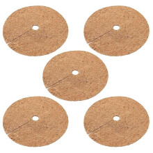 Coir Mulch Ring for Plant Protection, Coconut Fibre Mat, 30x30x1cm Brown, Set of 5