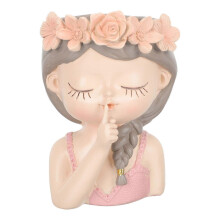 Ceramic Girl Head Face Plant Pot Elegant Women Bust Flower Vase for Succulents