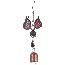 Campanelli a vento decorativi a forma di farfalla in vetro, con suono cristallino, realizzati in ferro e vetro, 26 cm.