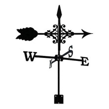Stainless Steel Weather Vane for Garden Outdoor, Black Metal Wind Direction Indicator, 32x32cm