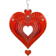 3D Heart Stainless Steel Wind Spinner for Garden, 12 Inch Vibrant Outdoor Art Decor