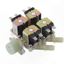 GETIT 12 V DC 4-drożny zawór elektromagnetyczny do wody z tworzywa sztucznego, DN20 G3/4" normalnie zamknięty, 1 wlot, 4 wyloty