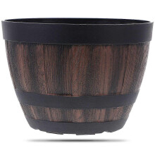 Imitation Wooden Flower Pot Large Capacity Retro Plastic Planter for Indoor Outdoor Garden