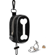 Porta sacchetti per escrementi cani a mani libere, impermeabile, con moschettone e scomparto con cerniera