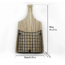 Japanese Style Wall Hanging Flower Basket, Wood and Iron Decorative Outdoor Planter for Garden Balcony