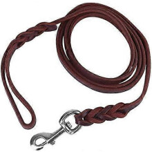 Guinzaglio per cani in pelle resistente, adatto a cani di taglia media e grande, intrecciato, larghezza 1,2 cm, marrone scuro.