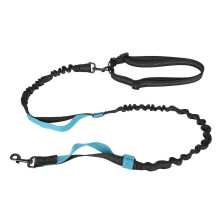 Guinzaglio elastico resistente per cani con corda ammortizzante, 2 maniglie imbottite e striscia riflettente.