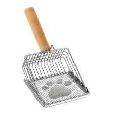 Paletta per lettiera in acciaio inox per gattini, setaccio antiaderente con manico antiscivolo
