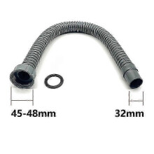 Grey Flexible Drain Hose 45mm x 32mm, 0.5m, Compatible with Tap Attachment, Made from Recycled Plastic, Blue Angel Certified